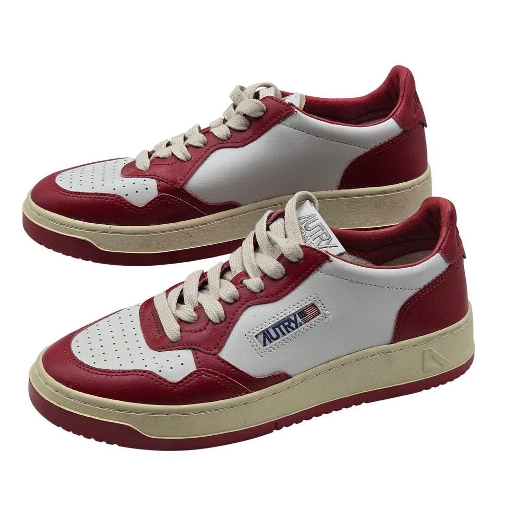 Autry Medalist Shoes Womens 9.5 EU 40 Red White Low Sneakers Leather